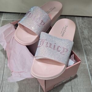 Juicy Couture Sparkling Pink Slide Sandals
